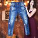 HME Men's Slim Straight Leg Jeans Ripped Print Casual Fashion High Street Trendy European American Cross Border Exclusive Supply_mkmklike.com