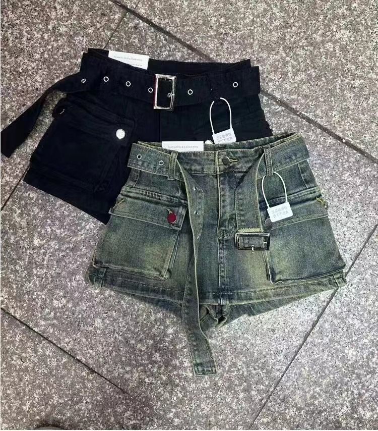 High-waisted A-word Denim Shorts Spice Girls Skinny High-waisted Hip-lifting Tights Hot Pants 3356_mkmklike.com