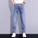 BOY 2025 Men's Light Color Jeans Summer Thin Casual Long Stretch Mid-Waist Straight Business Slim Fit Tapered Pants_mkmklike.com