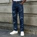 Men's Retro Washed Floral Jeans Loose Straight Leg Pants_mkmklike.com