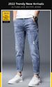 Men's Slim Fit Skinny Jeans Low Waist Blue High Street Fashion Casual Long Pants Trendy Spring Arrival Standard Thickness Polyester_mkmklike.com