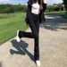 Slightly Flared Raw Edge Design Jeans For Women, 2024 Autumn And Winter New Slim Fit, Versatile, American Style, Trendy_mkmklike.com