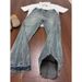 Vintage 70s Flared Jeans – Unisex High-Waisted Bell Bottoms, Distressed Hem, Washed Denim (S-3XL, No-Stretch Cotton, Retro Streetwear)_mkmklike.com