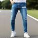 Men's Slim Fit Skinny Jeans Trendy Ripped Hot Selling American Youth Jeans_mkmklike.com
