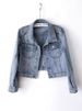 "Vintage Beaded Denim Jacket For Women – Heavy Washed Cropped & Loose Fit (Black/Light Blue)"_mkmklike.com
