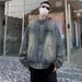 Retro Washed Vintage Denim Jacket, Loose Casual Zipper Jacket, Top_mkmklike.com
