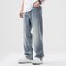 Lyocell Sky Jeans For Men Spring/Summer Thin, Loose, Straight, Large, Ice Silk Drop, Wide Legs, Long Pants Trendy_mkmklike.com