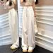 White Wide-leg Jeans Women, 2026 Summer New Style, High-waisted, Loose-fitting, Drapey, Straight-leg, Floor-length Pants_mkmklike.com
