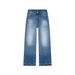 Blue Washed Wide-Leg Jeans For Women 2026 Spring New High-Waisted Loose American Retro Casual Trousers_mkmklike.com