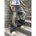 Men's Clothing Spring And Autumn Washed Old Design Jeans Loose Floor Mopping Wide Leg Long Pants_mkmklike.com