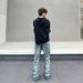 Men's Clothing High Street Old Washed Cleanfit Jeans Men's Trendy Straight Slim Flared Pants_mkmklike.com