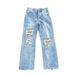 Men's Clothing Street Washed Distressed Ripped Jeans Men's Spring And Summer New Loose Straight Wide Leg Mopping Trousers_mkmklike.com