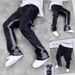 Men's Clothing High Street Washed Distressed Stitching Logging Jeans Men's Retro Fashion Trend Ink Splashed Print Wide Leg Trousers_mkmklike.com