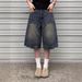 2025 New American Retro Washed Old Denim Shorts Men's And Women's Loose Straight Wide-leg Versatile Seven-point Pants_mkmklike.com