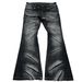 Men's Y2K Street Style Flared Jeans Double Waist Distressed Drawstring Design Gothic Retro Washed Trousers European American Cross Border_mkmklike.com