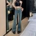 Contrast Color Flared Jeans Women, High-waisted, Versatile, American-style, Floor-length Straight-leg Bell-bottom Pants_mkmklike.com
