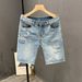 Ripped Denim Shorts For Men In Summer, Thin Loose Casual Mid Length Pants, 2024 New Trendy Brand, Cool And Stylish Five_mkmklike.com