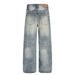 Men's Premium Washed Blue Jeans High Street Style Retro Bamboo Texture Design Denim_mkmklike.com