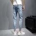 Summer New Slim Fit Small Straight Tube Trendy Men's Fashion Hundred Tower Jeans American Style_mkmklike.com