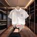 Men's Midweight Cotton Breathable Shirt Summer Short Sleeve T-Shirt White Casual Wear With Collar Print Machine Washable_mkmklike.com