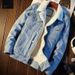 2023 Winter Velvet Thickened Lamb Wool Denim Jacket Men's Korean Version Trendy Loose Jacket Trendy Japanese Top_mkmklike.com