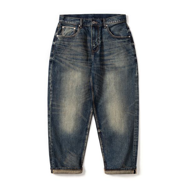 Men's Clothing 25SS New Japanese Style Loose Fit 14OZ Retro Distressed Selvedge Denim Jeans For Men_mkmklike.com