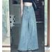 European American Style High Street Loose Denim For Women, New Spring And Autumn Skirt-pants, Retro Slimming Frayed_mkmklike.com