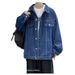 Northfold Men's Denim Jacket Autumn New Hong Kong Loose Japanese American Style Coat Top_mkmklike.com