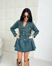 Summer New French Suit Collar Denim Dress For Women, Niche High Waisted Button Design, Slimming A-Line Short Skirt_mkmklike.com