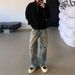 Nordmann European And American High Street Vibes Wasteland Style Dirty Distressed Ripped Design Sense Niche Jeans Men Loose_mkmklike.com