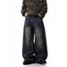Nordmann American High Street Vibe Washed Retro Scimitar Jeans For Men With Unique Design, Loose Banana Wide-Leg Sickle Pants_mkmklike.com
