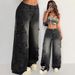 Women's High-Waisted Loose Fit Straight Leg Jeans With Star Embroidery - Trendy Streetwear Denim Pants For Casual & Chic Style_mkmklike.com