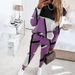Women's Clothing 2024 new two piece set contrast color printing long sleeved round neck casual fashion suit_mkmklike.com
