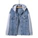 Plus Size Patchwork Denim Jacket Women's Casual Oversized Sweatshirt Relaxed Everyday Wear Versatile Comfortable Feshion Trend_mkmklike.com