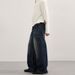 LKTM Men's Retro Washed Distressed Whiskered Bamboo Texture Jeans Unisex Trendy Pleated A-Line Trousers_mkmklike.com