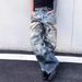Men's Clothing Distressed Hand Painted Graffiti 3D Print Loose Straight Leg Jeans Unisex Baby Denim King American Style_mkmklike.com
