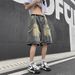 Men's Clothing Teenager Men's Distressed Denim Shorts High Street Style Loose Fit Straight Leg Five Point Pants Summer Fashion_mkmklike.com