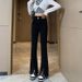 Black Slit Denim Jeans Women, Spring And Autumn 2026 New Model, High-waisted, Slim-fit, Stretchy, Micro-flared Pants For_mkmklike.com