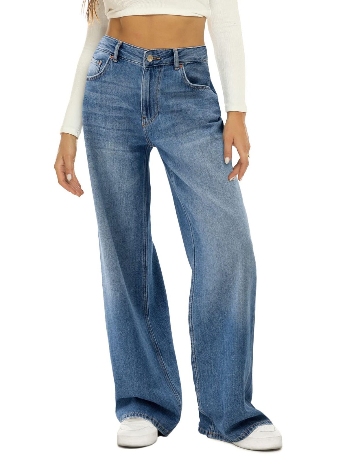 European and American foreign trade cat whiskers and maliu loose wide leg jeans for women_mkmklike.com