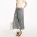 Women's Clothing Women's Distressed Washed Loose Straight Wide Leg Capri Pants Puppy Embroidery For Formal & Casual For Women_mkmklike.com