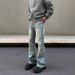 Men's Clothing Washed Blue Cleanfit Jeans For Men Men's Vintage Washed Blue Cleanfit Jeans Straight Leg Retro Denim Pants For Casual Wear_mkmklike.com