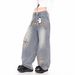Retro High-Waist Flared Jeans – Leopard Print & Sickle Cut For Unisex Streetwear (Sizes S-XXXL)_mkmklike.com