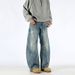High Street Dirty Dyed Ripped Scimitar Jeans Men's Autumn Trendy Brand Vibe Wide Leg Silhouette Loose Straight Long Pants_mkmklike.com