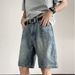 Retro Splatter Denim Shorts For Men Loose Fit Casual Cool Five Point Pants Trendy Brand Summer Wear For Teenagers_mkmklike.com