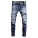 Men's Clothing Fashion Brand Men's Jeans Trendy Retro Blue Washed Ripped Patch Micro Elastic Slim Fit Skinny Pants Men_mkmklike.com