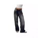 Women's Clothing Retro Low Waist Non Elastic Washed Straight Jeans For Women Autumn New Street Wide Leg Denim Pants_mkmklike.com