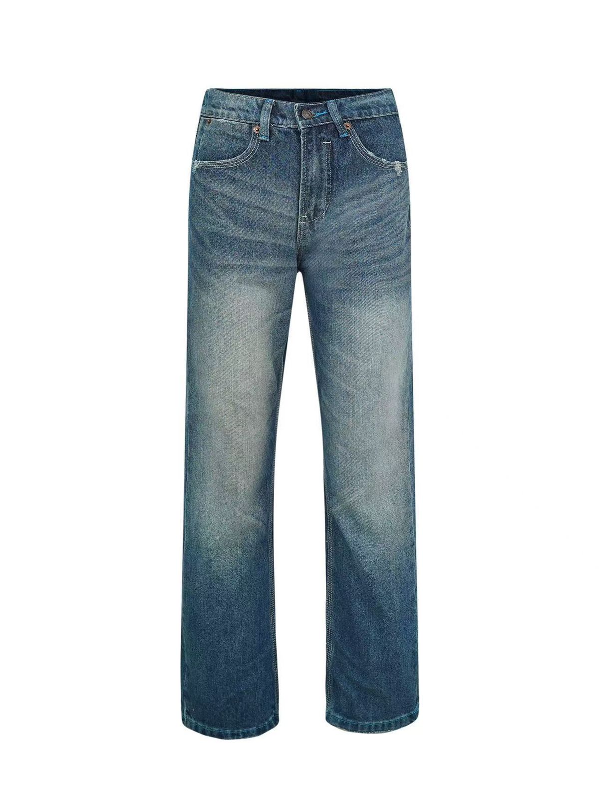 "Unisex Heavyweight Slightly Flared Jeans – American High Street Style | Textured Handmade Denim | Cleanfit Commuting Essential"_mkmklike.com
