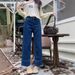 Light Blue Straight-leg Jeans Women, New Autumn Style, Suitable For Pear-shaped Body, Plus Size, High-waisted, Loose,_mkmklike.com