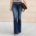 Women's Clothing Washed Jeans Street Fashion Flared Pants Trousers Mid Waist Jeans_mkmklike.com