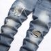 Men's Distressed Straight-Leg Jeans - Vintage Light Blue Denim Pants With Hand-Ripped Details (28-40)_mkmklike.com